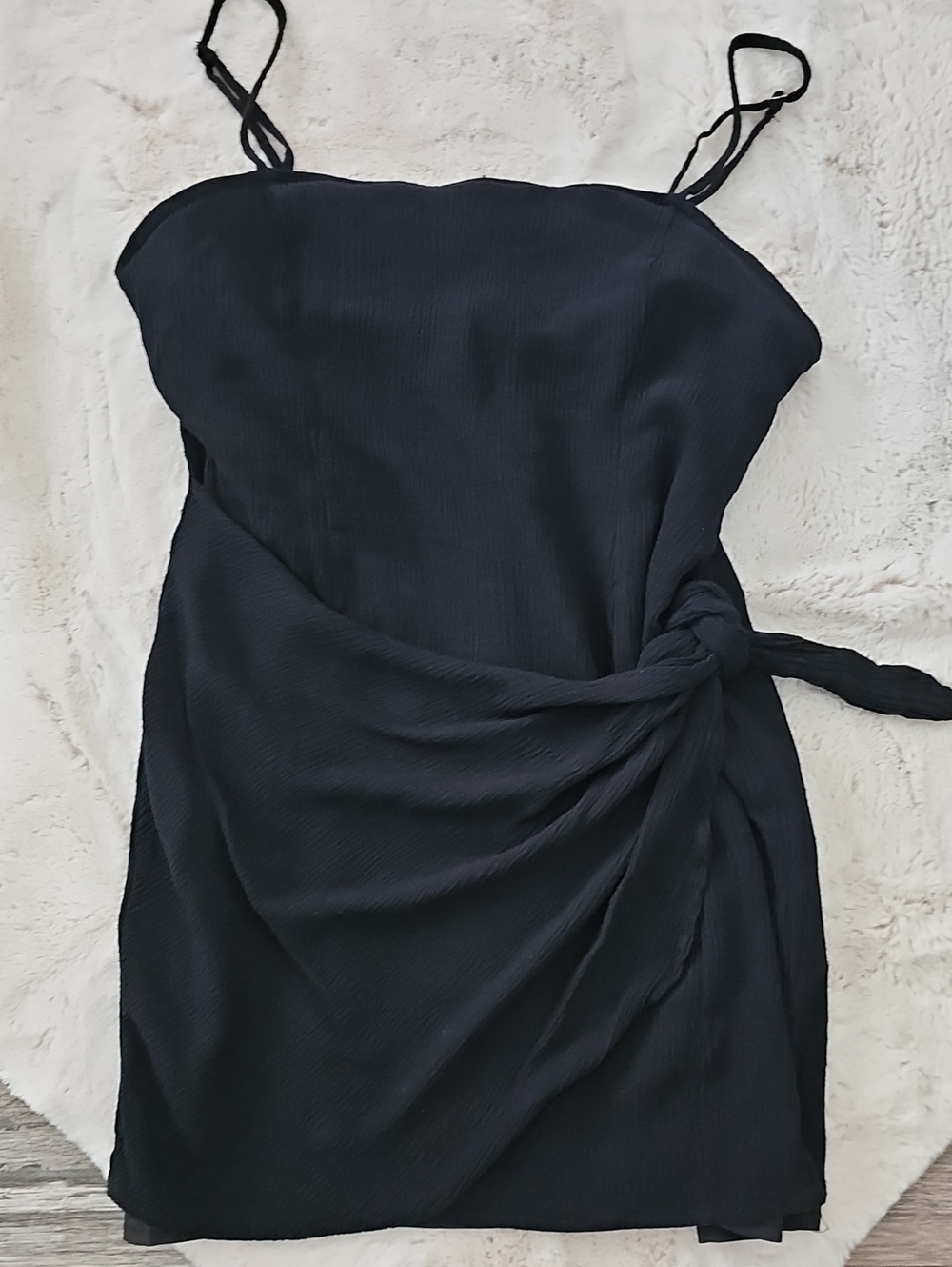 Forever 21  Black Spaghetti‑Strap Mini Dress with Side Tie